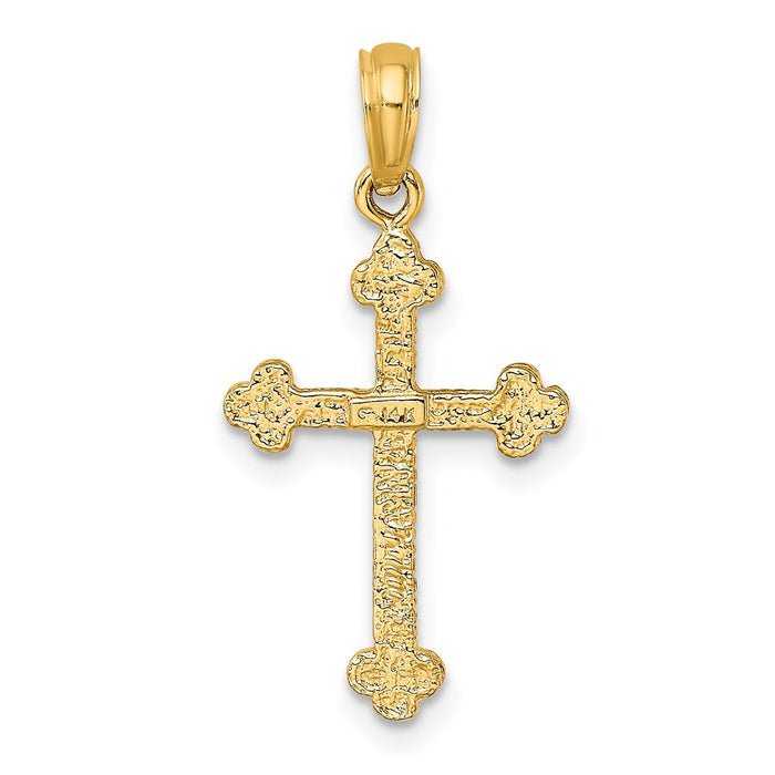 Million Charms 14K Yellow Gold Themed Relgious Cross With Spade Tip Edges Charm