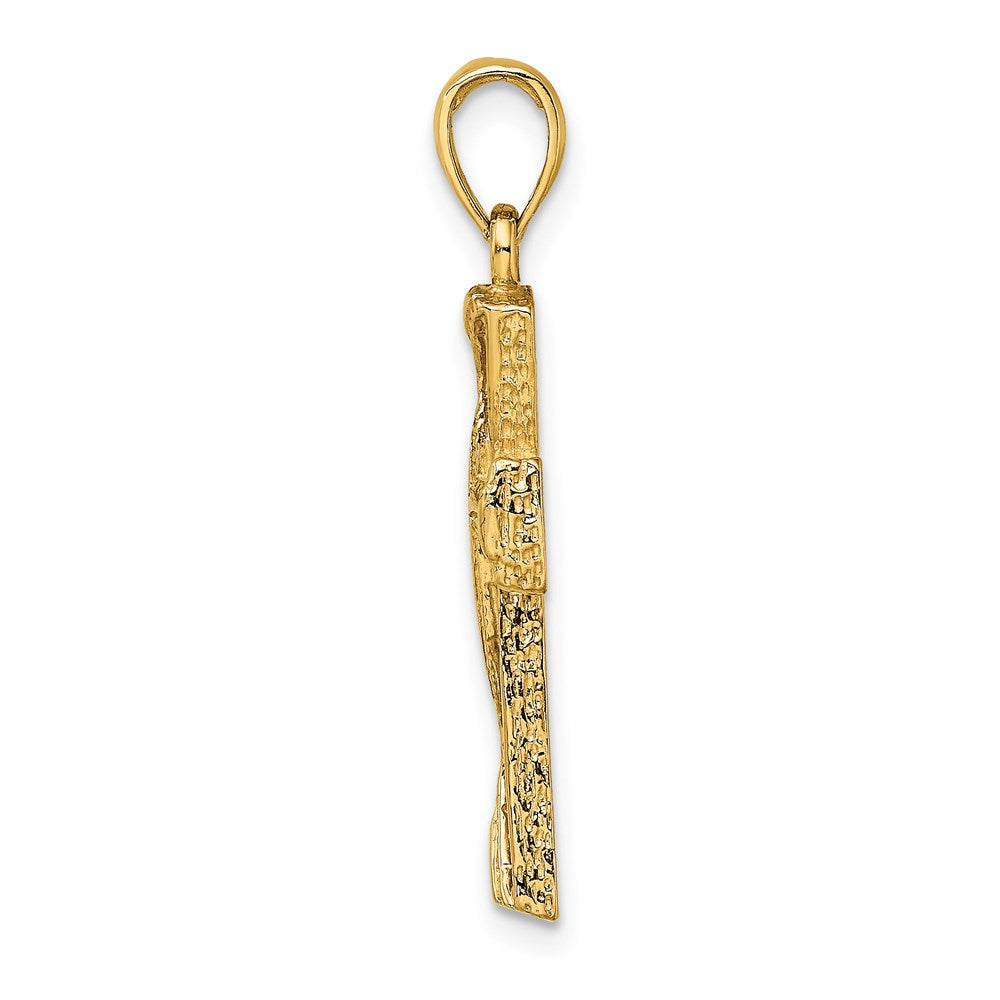 Million Charms 14K Yellow Gold Themed Polished & Cut-Out Design Relgious Cross Charm