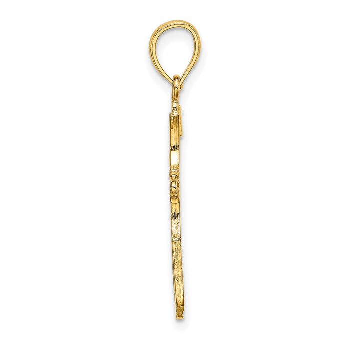 Million Charms 14K Yellow Gold Themed Relgious Cross Cut-Out & Polished Relgious Cross Charm