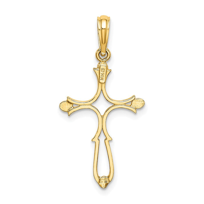 Million Charms 14K Yellow Gold Themed Relgious Cross Cut-Out & Polished Relgious Cross Charm
