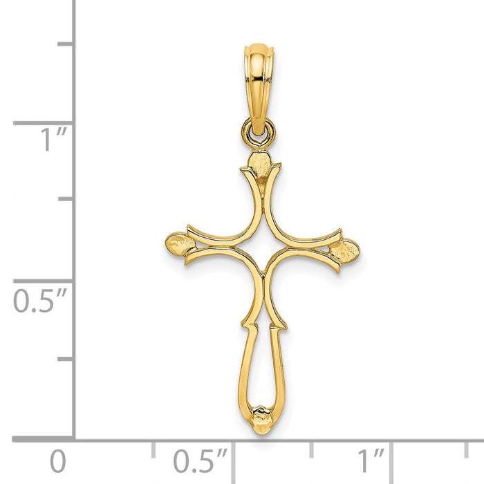 Million Charms 14K Yellow Gold Themed Relgious Cross Cut-Out & Polished Relgious Cross Charm