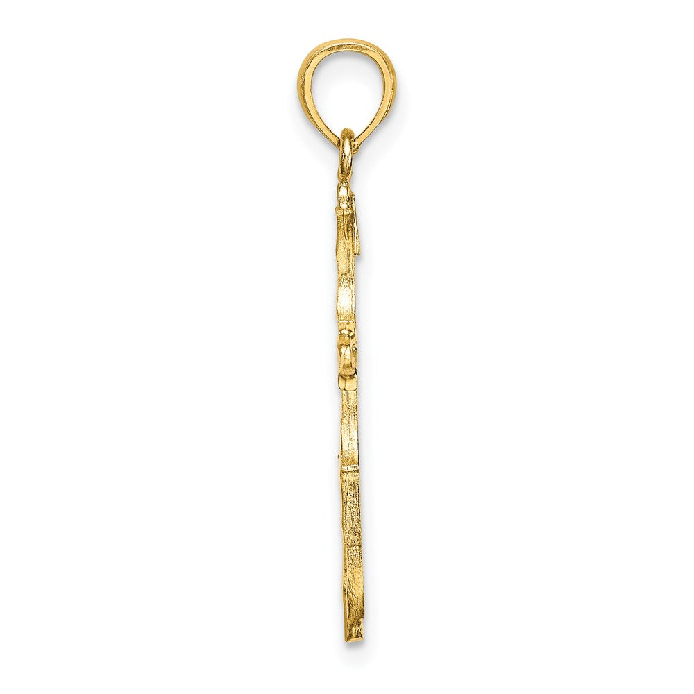 Million Charms 14K Yellow Gold Themed Diamond-Cut Relgious Cross Charm