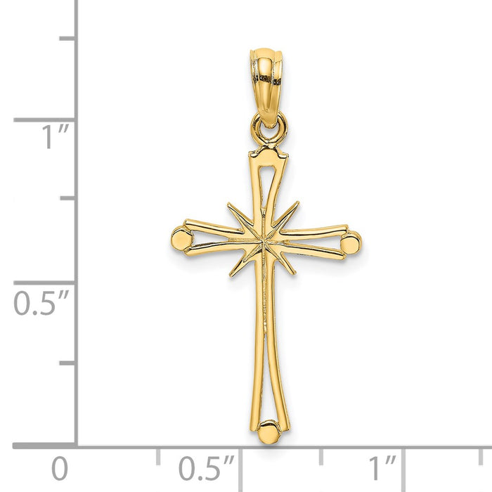 Million Charms 14K Yellow Gold Themed Polished With X Center Relgious Cross Charm