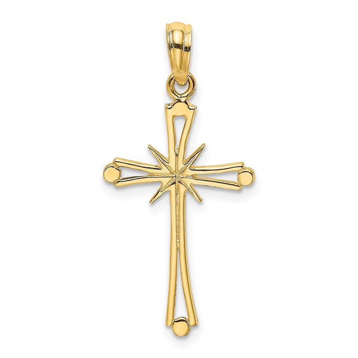 Million Charms 14K Yellow Gold Themed Polished With X Center Relgious Cross Charm