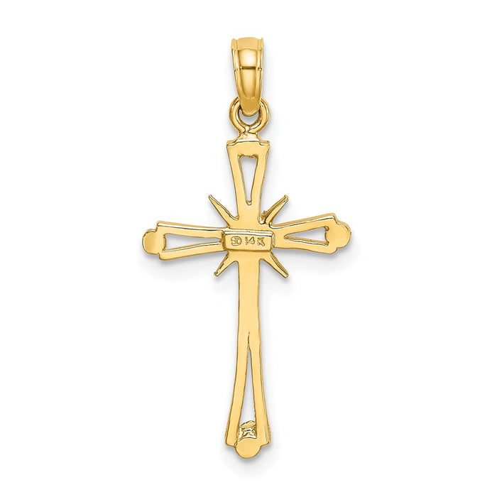 Million Charms 14K Yellow Gold Themed Diamond-Cut With X Center On Relgious Cross Charm