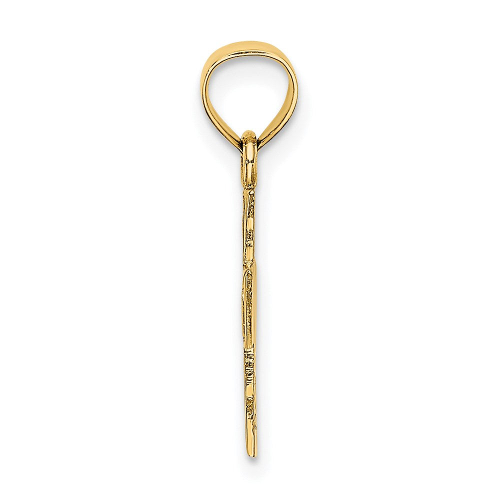 Million Charms 14K Yellow Gold Themed Polished & Textured Relgious Cross Charm