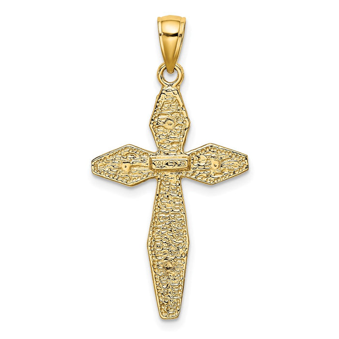 Million Charms 14K Yellow Gold Themed 2-D & Polished Relgious Crucifix Charm