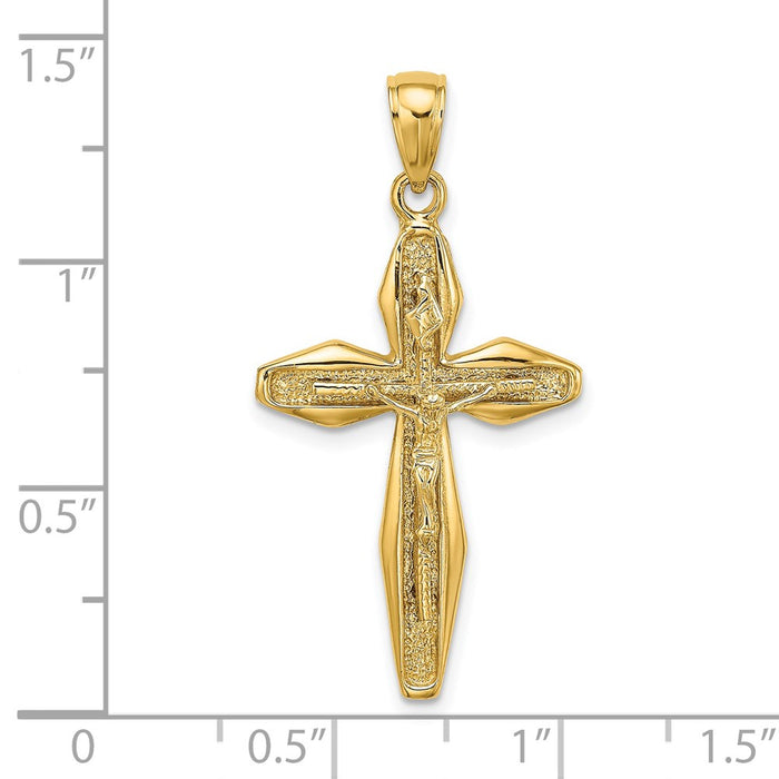 Million Charms 14K Yellow Gold Themed 2-D & Polished Relgious Crucifix Charm