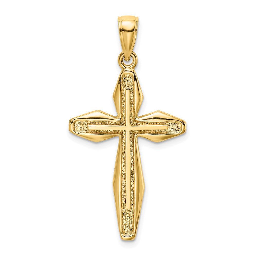 Million Charms 14K Yellow Gold Themed 2-D & Textured Relgious Cross Charm