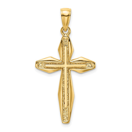 Million Charms 14K Yellow Gold Themed 2-D & Textured Relgious Cross Charm