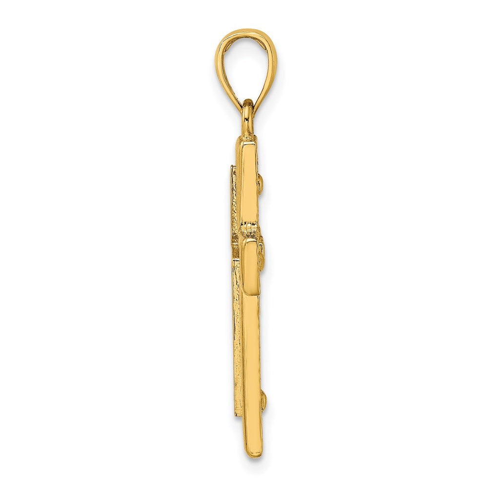 Million Charms 14K Yellow Gold Themed 2-D Relgious Cross Charm