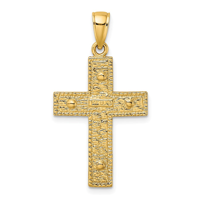 Million Charms 14K Yellow Gold Themed 2-D Relgious Cross Charm