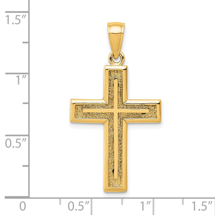 Million Charms 14K Yellow Gold Themed 2-D Relgious Cross Charm