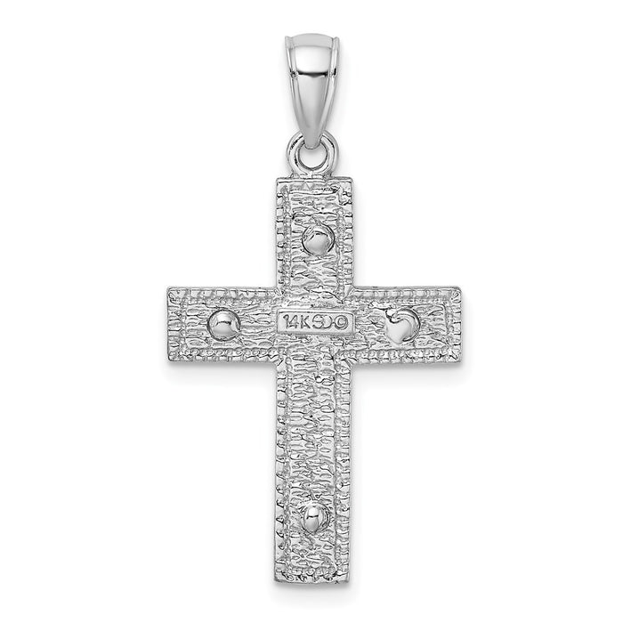 Million Charms 14K White Gold Themed Relgious Cross Charm