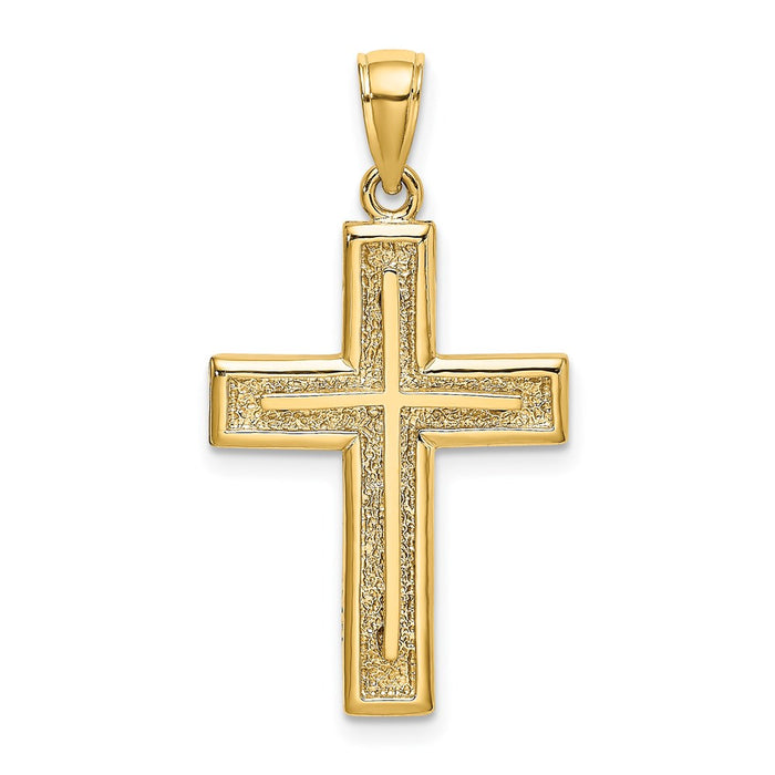 Million Charms 14K Yellow Gold Themed 2-D Relgious Cross Charm