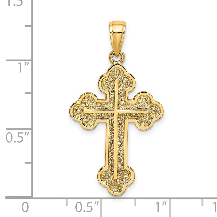 Million Charms 14K Yellow Gold Themed 2-D Relgious Cross With Spade Ends Charm