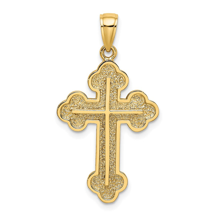 Million Charms 14K Yellow Gold Themed 2-D Relgious Cross With Spade Ends Charm
