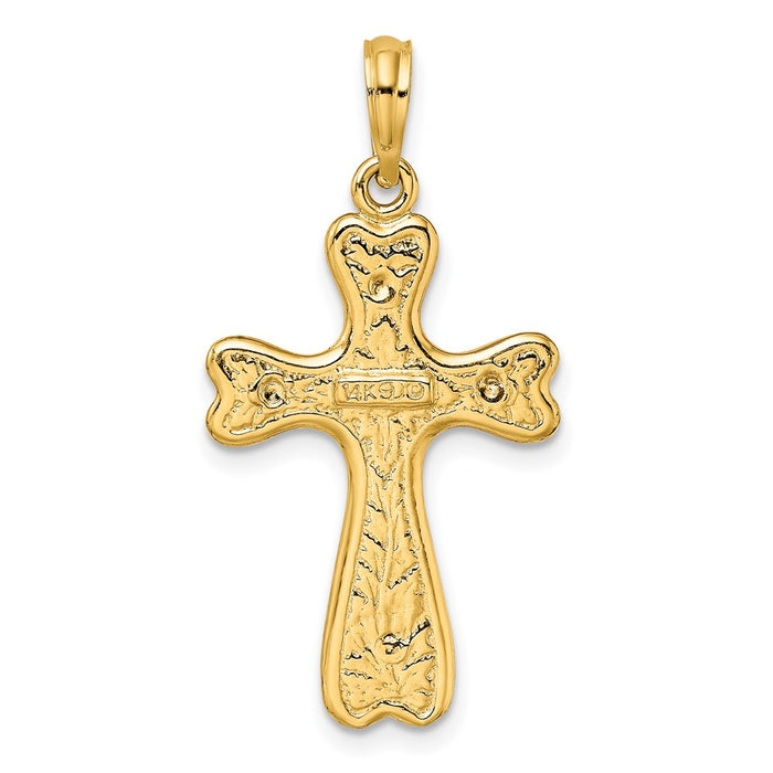 Million Charms 14K Yellow Gold Themed Relgious Cross With Heart Shaped Ends Charm