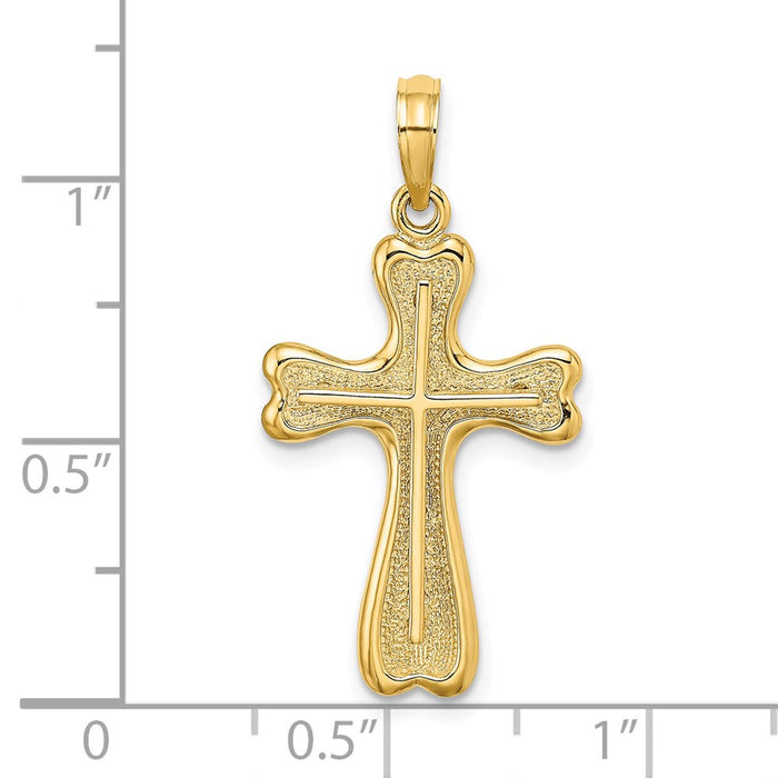 Million Charms 14K Yellow Gold Themed Relgious Cross With Heart Shaped Ends Charm