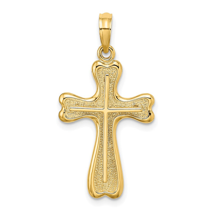 Million Charms 14K Yellow Gold Themed Relgious Cross With Heart Shaped Ends Charm