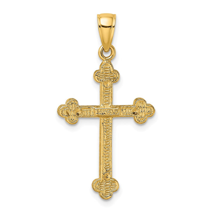 Million Charms 14K Yellow Gold Themed Thin Relgious Cross With Spade Ends Charm