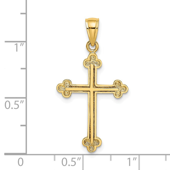 Million Charms 14K Yellow Gold Themed Thin Relgious Cross With Spade Ends Charm