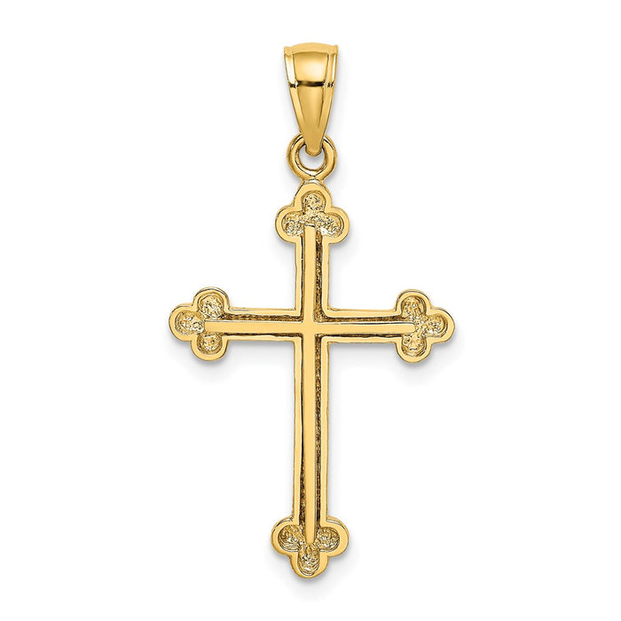 Million Charms 14K Yellow Gold Themed Thin Relgious Cross With Spade Ends Charm