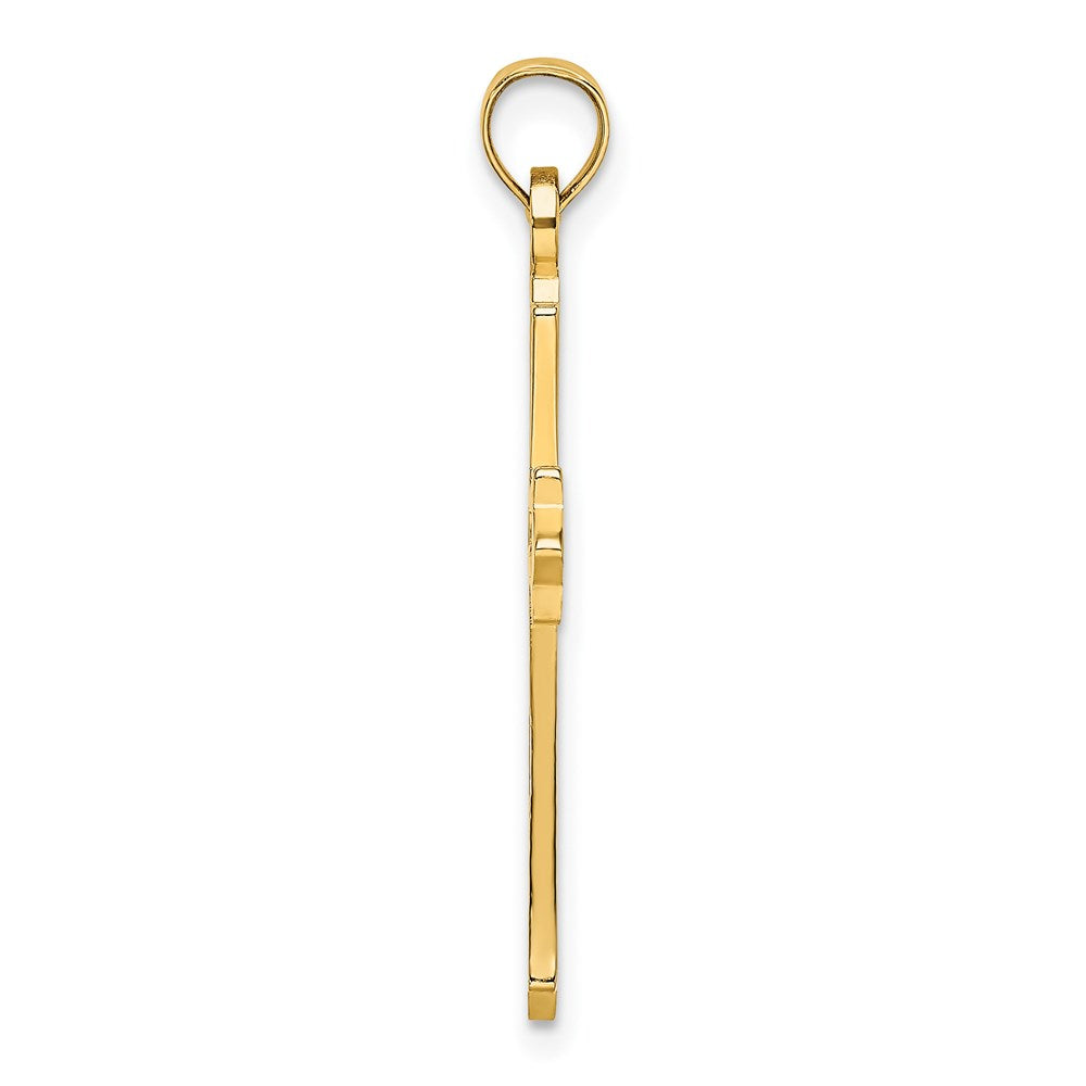 Million Charms 14K Yellow Gold Themed Polished & Cut-Out Relgious Cross Charm