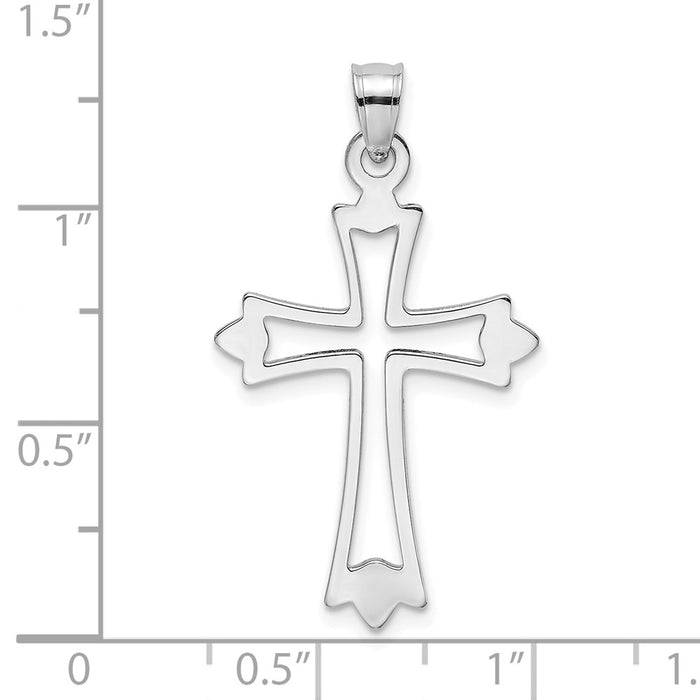 Million Charms 14K White Gold Themed Polished & Cut-Out Relgious Cross Charm