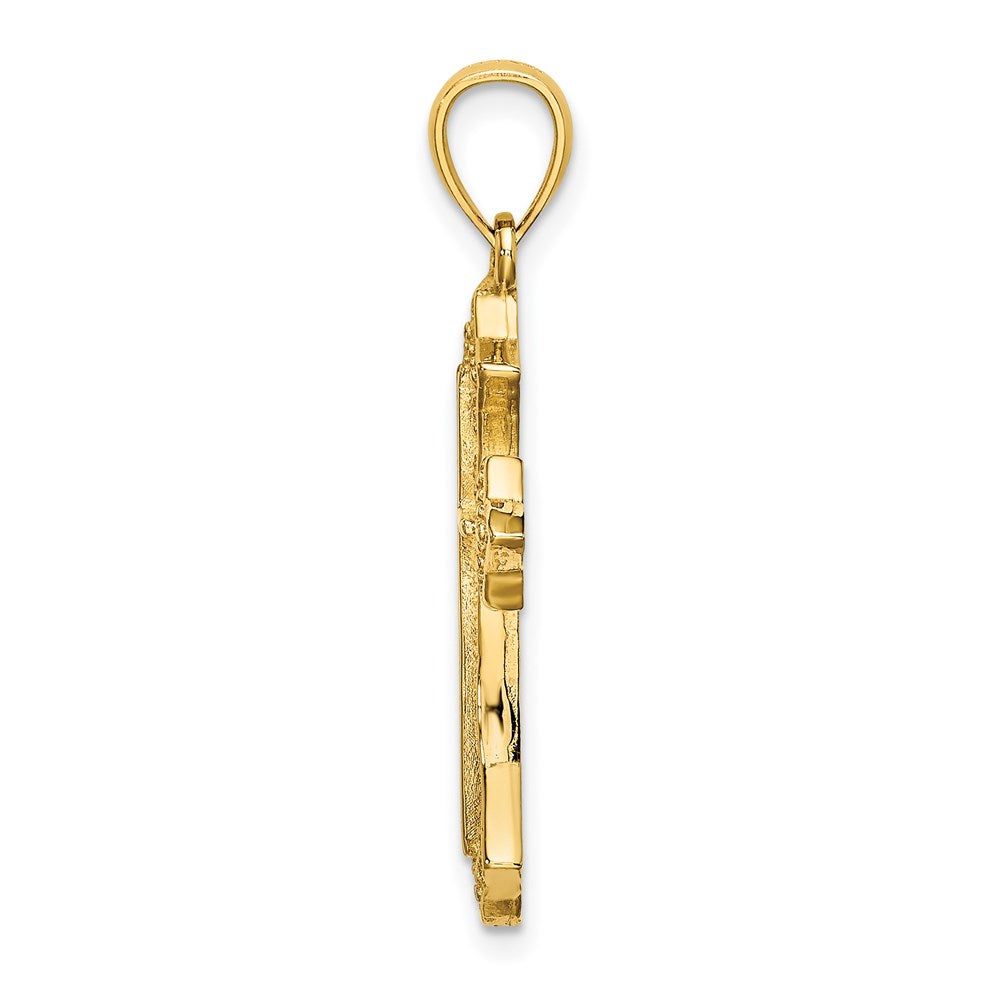 Million Charms 14K Yellow Gold Themed Beaded Relgious Cross Charm