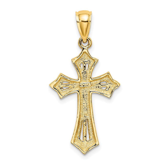 Million Charms 14K Yellow Gold Themed Beaded Relgious Cross Charm