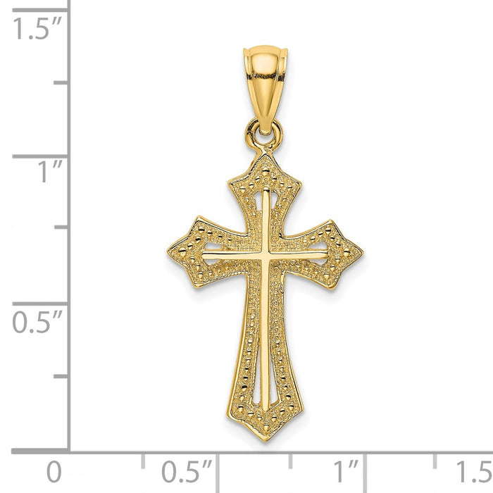 Million Charms 14K Yellow Gold Themed Beaded Relgious Cross Charm