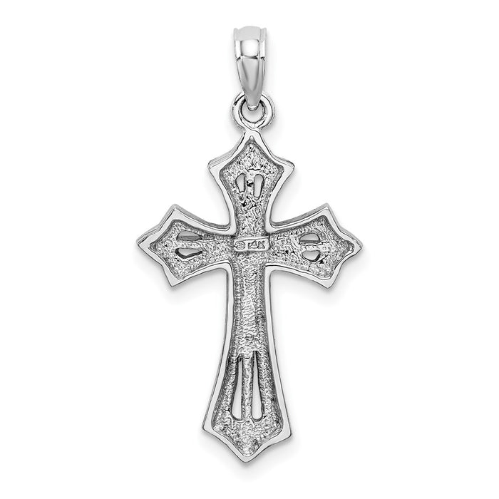 Million Charms 14K White Gold Themed Beaded Relgious Cross Charm