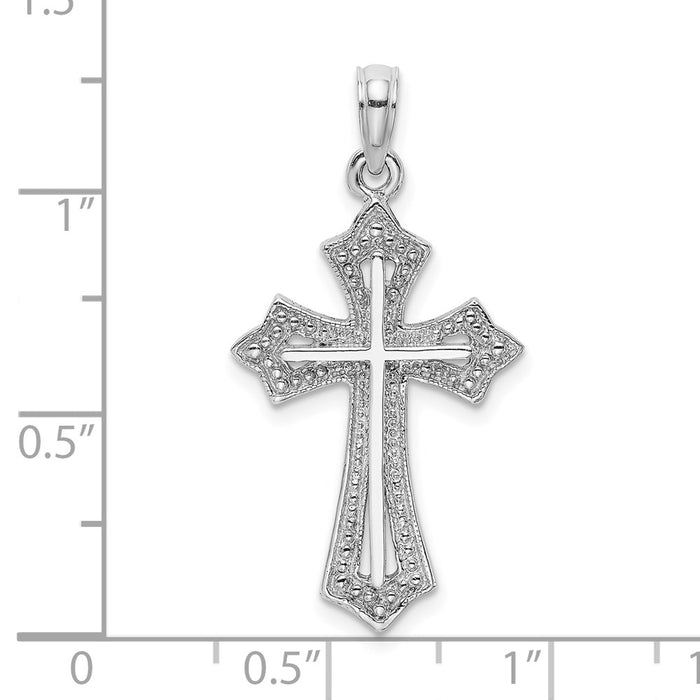 Million Charms 14K White Gold Themed Beaded Relgious Cross Charm