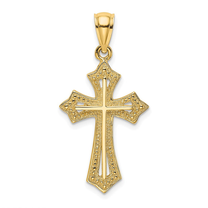 Million Charms 14K Yellow Gold Themed Beaded Relgious Cross Charm