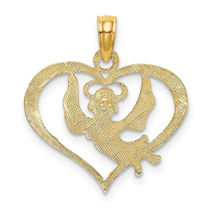 Million Charms 14K Yellow Gold Themed Polished Angel In Heart Charm
