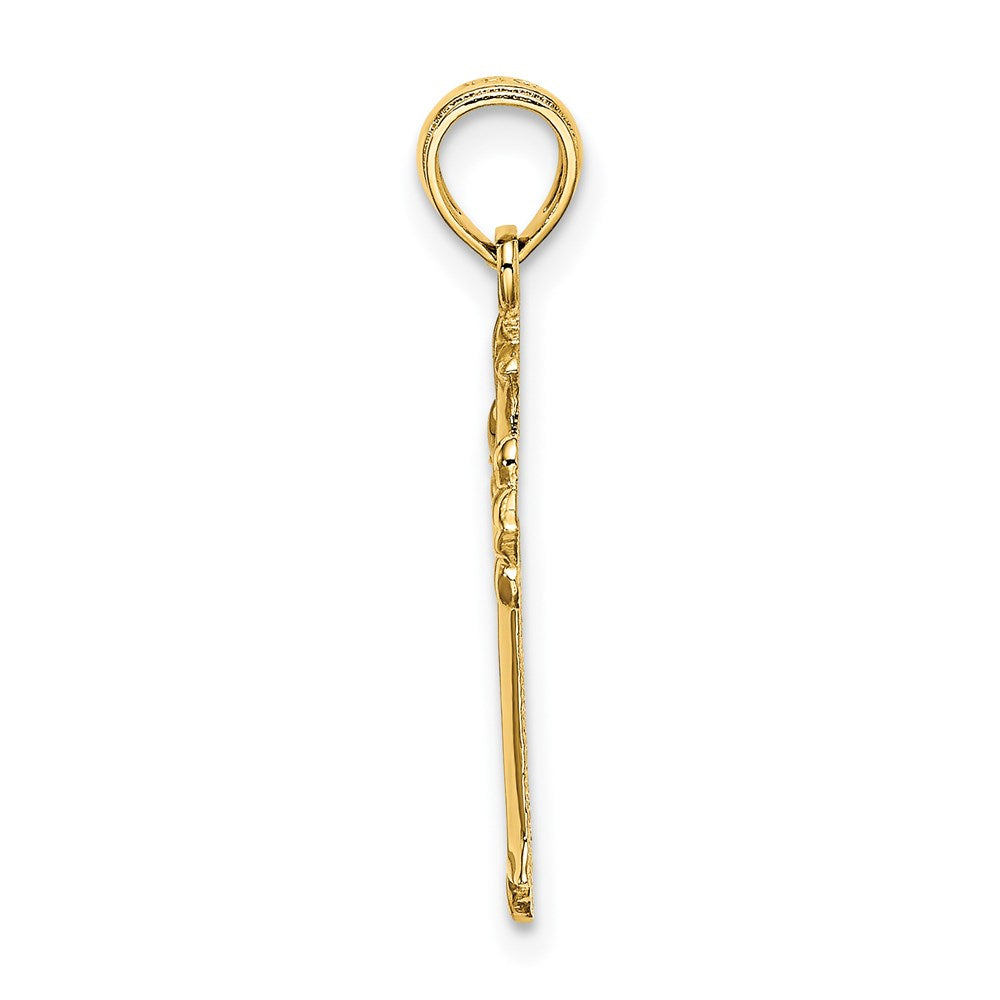 Million Charms 14K Yellow Gold Themed Cut-Out Relgious Cross Charm