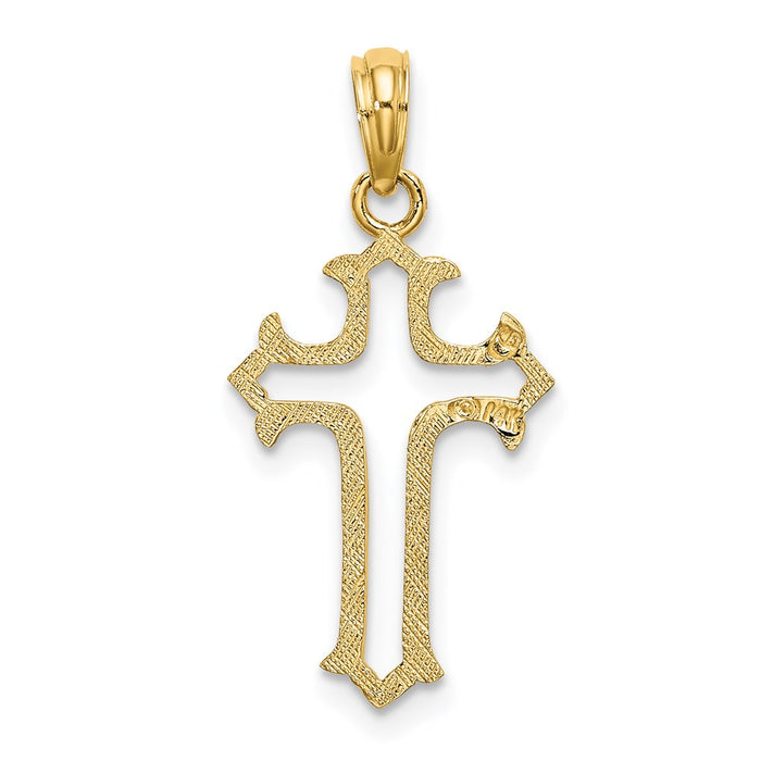Million Charms 14K Yellow Gold Themed Cut-Out Relgious Cross Charm