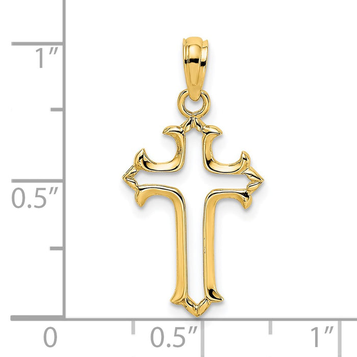 Million Charms 14K Yellow Gold Themed Cut-Out Relgious Cross Charm