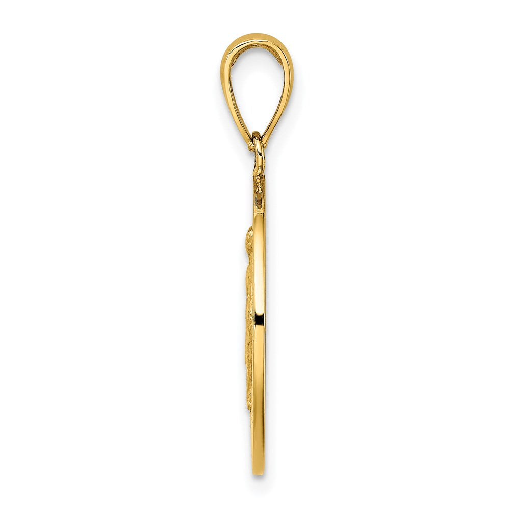 Million Charms 14K Yellow Gold Themed Polished & Satin Religious Miraculous Medal Charm