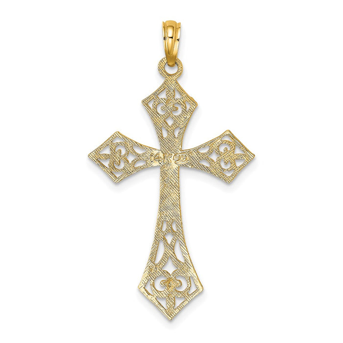 Million Charms 14K Yellow Gold Themed Filigree Relgious Cross Charm