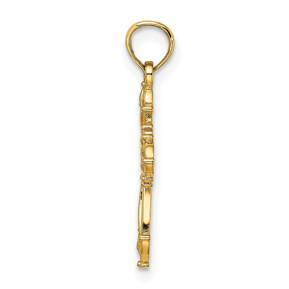 Million Charms 14K Yellow Gold Themed Cut-Out Fancy Relgious Cross Charm
