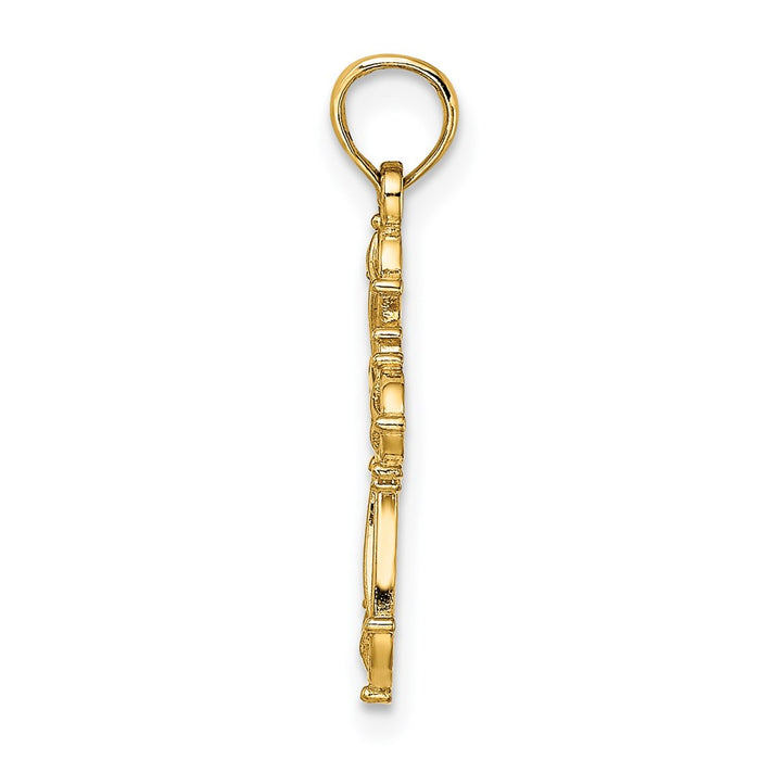 Million Charms 14K Yellow Gold Themed Cut-Out Fancy Relgious Cross Charm