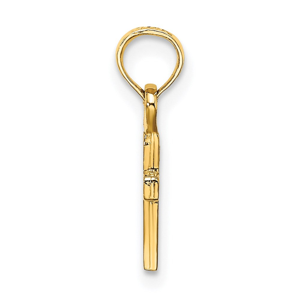 Million Charms 14K Yellow Gold Themed 3-D & Polished Mini Relgious Cross Charm