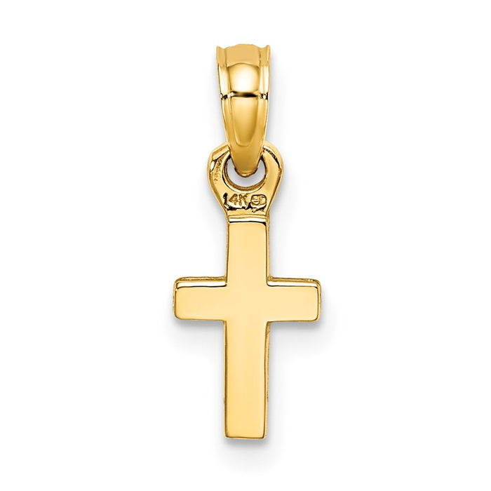 Million Charms 14K Yellow Gold Themed 3-D & Polished Mini Relgious Cross Charm