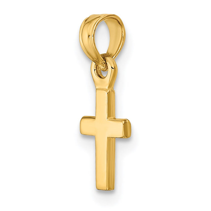 Million Charms 14K Yellow Gold Themed 3-D & Polished Mini Relgious Cross Charm