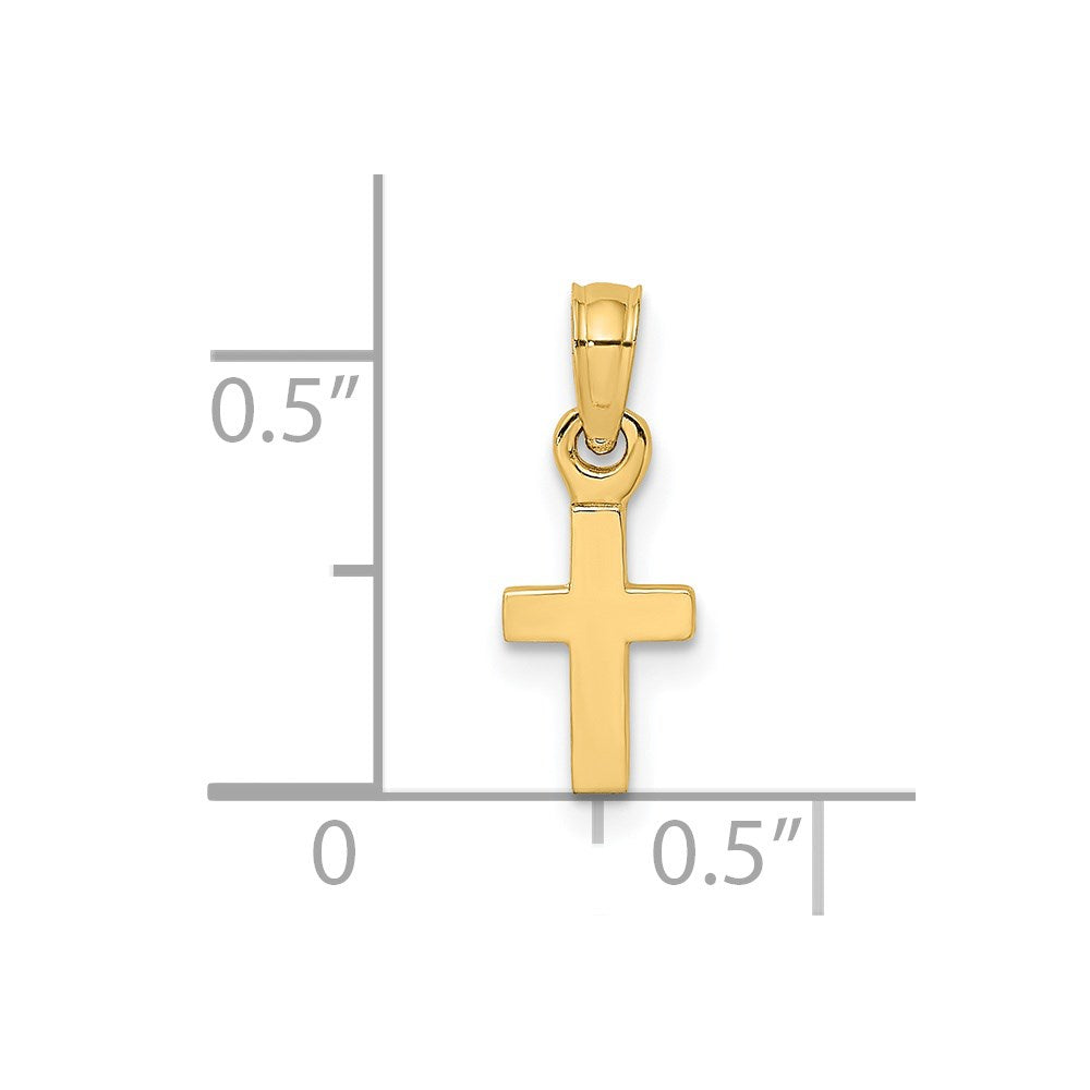 Million Charms 14K Yellow Gold Themed 3-D & Polished Mini Relgious Cross Charm