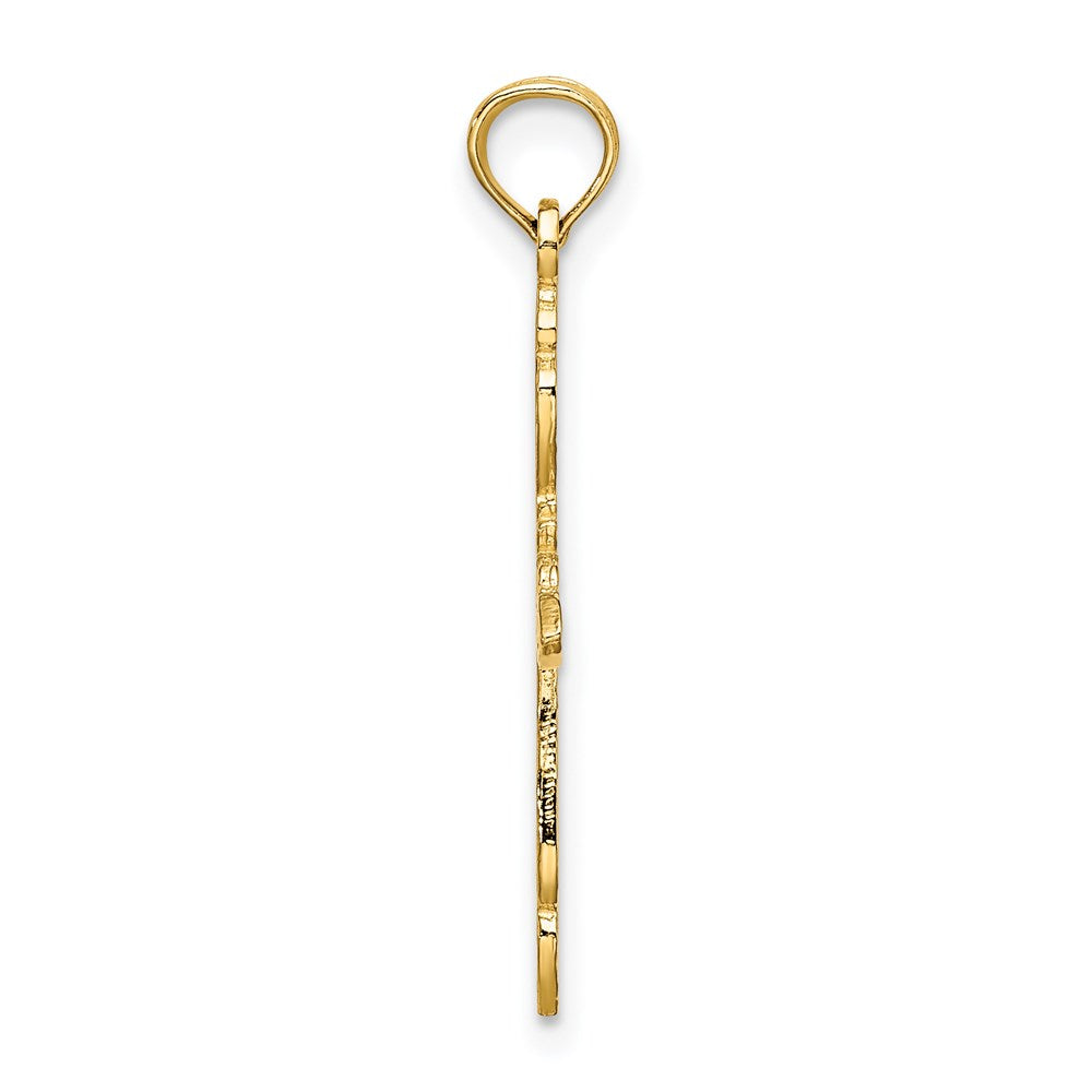 Million Charms 14K Yellow Gold Themed Polished & Cut-Out Relgious Cross Charm