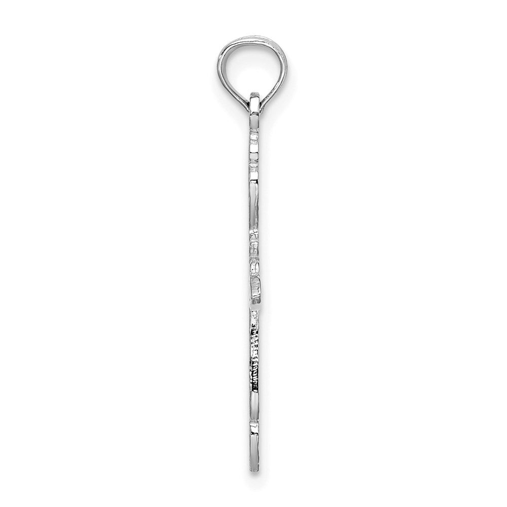 Million Charms 14K White Gold Themed Polished & Cut-Out Relgious Cross Charm