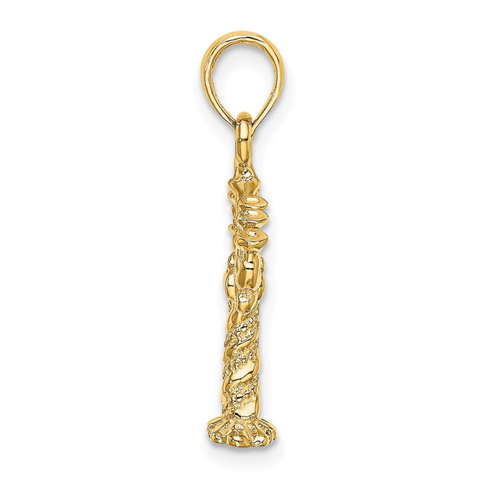 Million Charms 14K Yellow Gold Themed 3-D Textured Menorah Charm